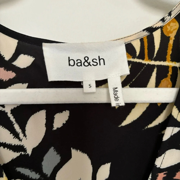 Ba&sh Black Leaf Pattern Sheer Blouse “Lady Top” Size S Puff Sleeves Feminine - Picture 5 of 8